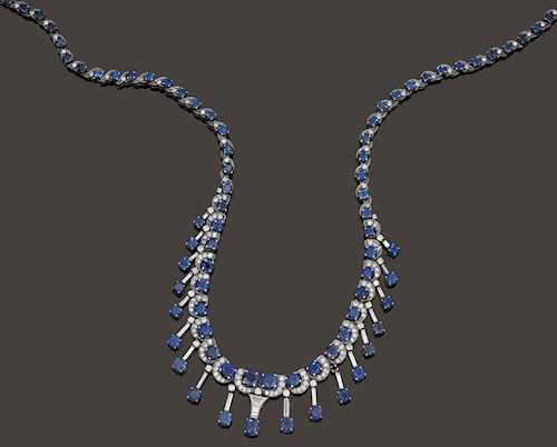 SAPPHIRE AND DIAMOND NECKLACE.