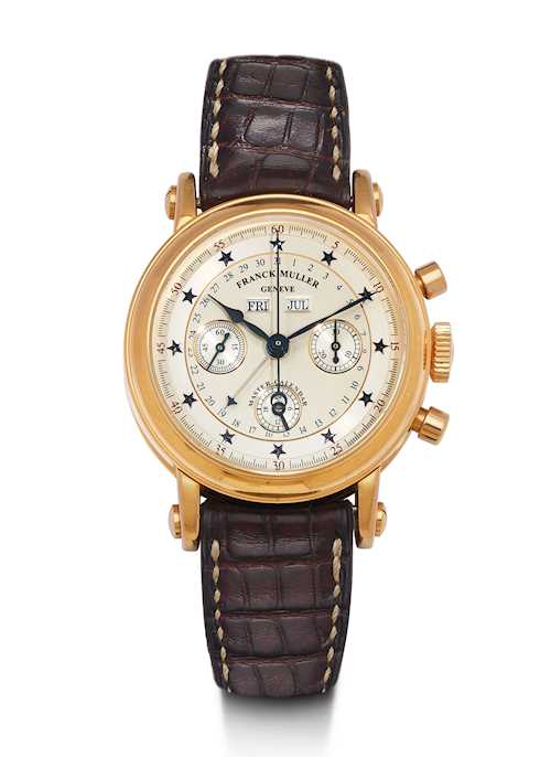 Franck Muller, very rare and attractive chronograph with calendar.