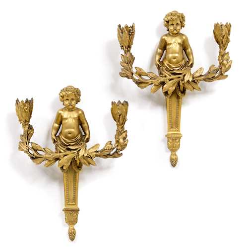 A PAIR OF SCONCES WITH A MALE HERM