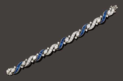 SAPPHIRE AND DIAMOND BRACELET.