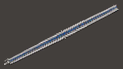 SAPPHIRE AND DIAMOND BRACELET.