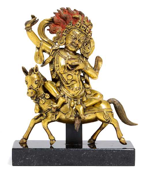 A GILT BRONZE FIGURE OF PALDEN LHAMO.