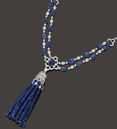 SAPPHIRE AND DIAMOND NECKLACE.