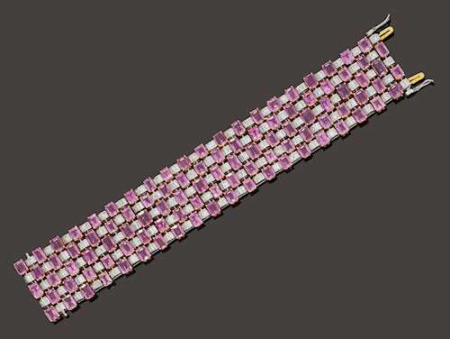 PINK SAPPHIRE AND DIAMOND BRACELET.