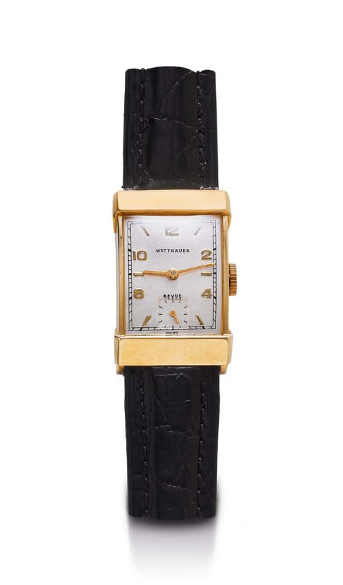 WRISTWATCH WITTNAUER ca. 1940. Yellow gold 585. Rectangular