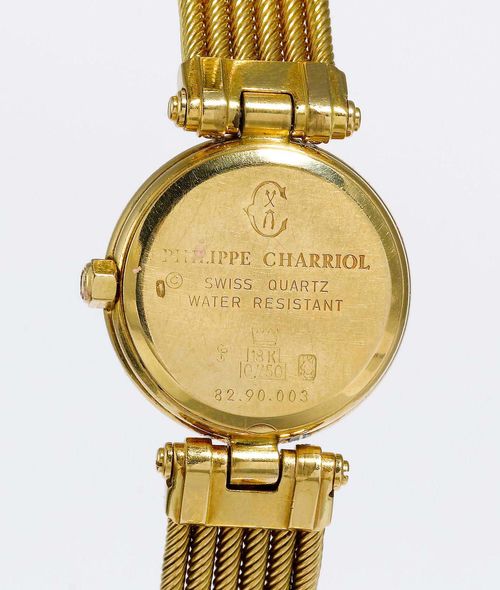 PHILIPPE CHARRIOL DIAMOND AND GOLD WRISTWATCH, ca. 1990s. Yellow gold ...