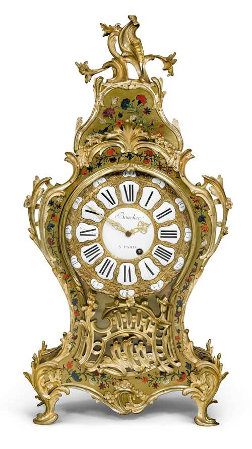 PENDULE MIT "CONTRE-BOULLE" MARKETERIE